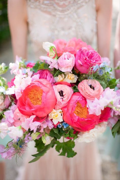 35 Pretty Peony Bouquet Ideas - hitched.co.uk Blue Spring Wedding, Peony Wedding Bouquet, Woodland Wedding Ceremony, Bridal Florals, White Peonies Bouquet, Coral Charm Peony, Spring Wedding Bouquets, Coral And Blue, Peony Bouquet Wedding