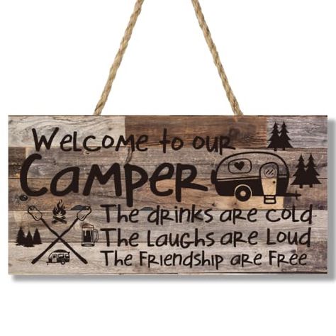 Campsite Decor, Camper Signs, Porch Doors, Wall Wood, Camping Lovers, Unique Housewarming Gifts, Camper Decor, Sign Display, Home Decor Signs