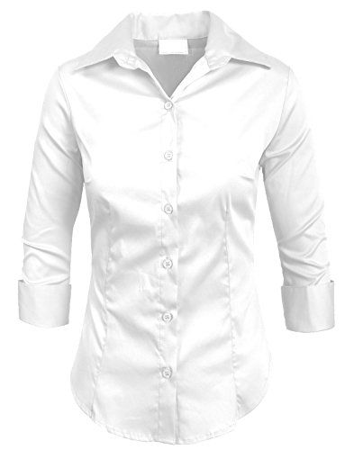 Ne People Roll Up 3  4 Sleeve Button Down Shirt with Stretch WHITE X  Large *** Read more  at the image link.Note:It is affiliate link to Amazon. Three Quarter Sleeve Shirt, White Button Up Shirt, Three Quarter Sleeve Tops, Basic Blouses, Work Formal, White Long Sleeve Top, White Button Down Shirt, White Long Sleeve Shirt, White Button Up