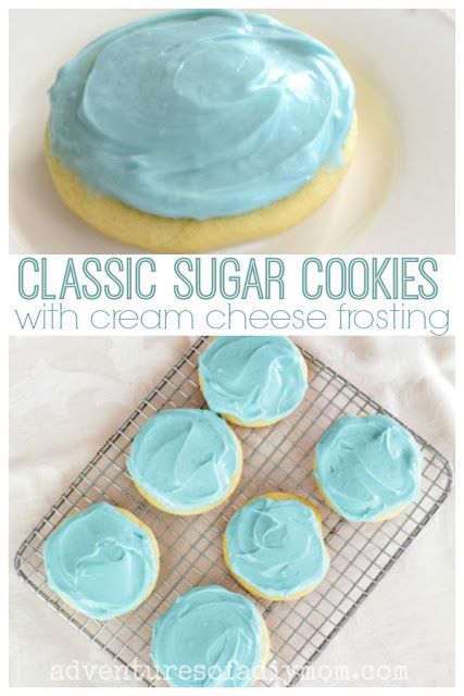 Classic Sugar Cookies with Cream Cheese Frosting  Plus tips for soft and chewy cookies OR crispy cookies all using the same recipe. Make them how you like them! #sugarcookie #rolloutcookies #frostedcookies #frostedsugarcookies Cakes Coconut, Sugar Cookies With Cream Cheese, Soft And Chewy Sugar Cookies, Cakes Strawberry, Cookies And Cream Frosting, Cookies With Cream Cheese Frosting, Coconut Cakes, Chewy Sugar Cookie Recipe, Tasty Sweets