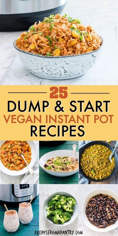 This awesome collection of tried and tested Dump and Start VEGAN Instant Pot Recipes includes a variety of delicious recipes. Just dump in the Instant Pot, press start and the magic pot will do the rest #Instantpotrecipes #pressurecookerrecipes #easyrecipes #dumpandstartrecipes #dumprecipes #recipes #instantpotdumprecipes #pushandstartrecipes #veganrecipe #vegan #vegandumpandstart #dumpandpushstart #veganinstantpotrecipes #easyveganrecipes Instant Pot Dump, Vegan Instant Pot, Instant Pot Recipes Vegetarian, Vegan Instant Pot Recipes, Vegetarian Instant Pot, Dump Meals, Desserts Vegan, Instant Pot Dinner Recipes, Instapot Recipes