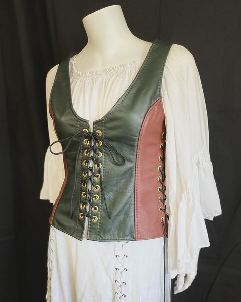 Wonderful leather clothing for the Folsom Renaissance Faire #leather #leatherwork #leathervest #leatherpants #leatherbodice #womanswear #cosplay #reniassance #pirate @celticdragonleather Leather Jerkin, Leather Clothing, Shopify Store, Leather Vest, Leather Dress, Leather Items, Custom Leather, Leather Working, Leather Craft