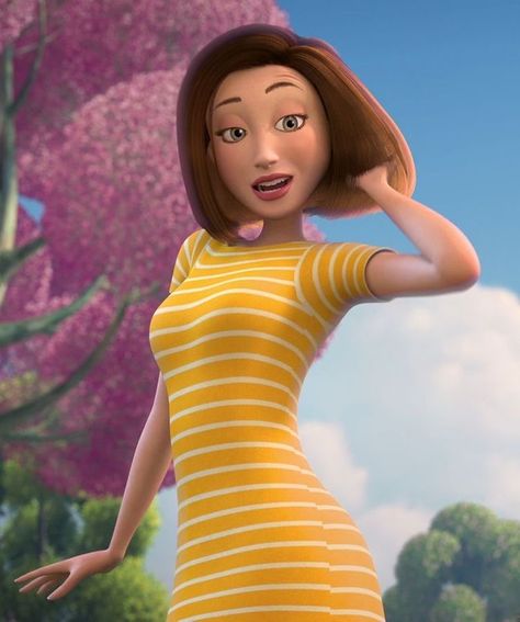 Bee Movie Costume, The Bee Movie Aesthetic, Vanessa Bee Movie, Bee Movie Aesthetic, Vanessa Bloome, Brunette Movie Characters, Bee Movie Characters, Brunette Characters Costumes, Chubby Drawing Base