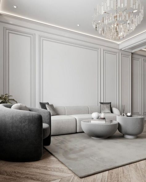 Moulded Walls Living Room, Two Living Rooms In One Space, Neoclassical Interior Design Living Room, Neoclassical Interior Living Rooms, Neoclassical Living Room, Classical Living Room, Glamour Interiors, Modern Classic Living Room, Living Tv