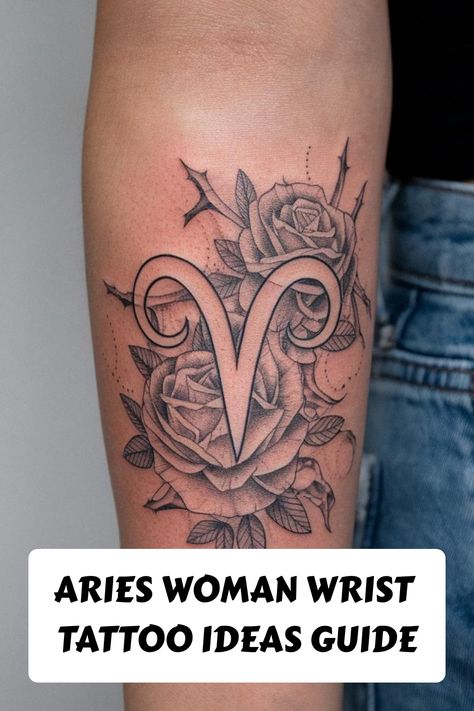 Aries Woman Wrist Tattoo Ideas Guide Aries Tattoo Black Women, Aries Zodiac Tattoos For Women, Aries Woman Tattoo, Aries Tattoo Ideas Unique, Woman Wrist Tattoo, Aries Tattoo For Women, Celestial Constellations, Aries Zodiac Tattoos, Aries Ram Tattoo