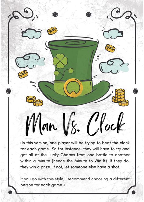 St Patricks Day Games, St Patricks Day Trivia Party Game, Adult Trivia Game, Teen St Patricks Day Printable Games, Instant Download.
Complete set of game kit: this St. Patrick's Day party game comes with a St.Patrick's Day MAN VS. CLOCK GAME , it has a total of 2 pages games designed to bring you a fun and exciting St. Patrick's Day game.; It's a fun addition to St. Patrick's Day games and can be applied all year round
Fun and adorable: Irish party game kit is suitable for teenagers. St Patrick’s Day Party Games, St Patricks Day Games, Trivia Party, St Patrick Day Snacks, Drinking Games For Parties, Irish Party, Drinking Party, Saint Patties, Holiday Games