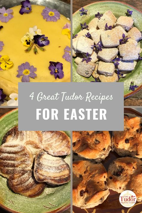 Ever wondered what the Tudors ate to celebrate Easter? Discover some familiar - and some not so familiar - seasonal recipes; from pax cakes, to tansey omelettes, to traditional hot cross buns and Simnel cake with these tasty Tudor Easter recipes. #tudorfood #tudorrecipes #easter #easterrecipes #simnelcake #hotcrossbuns #shropshirebiscuit History Crafts, Traditional Easter Recipes, Recipes For Easter, Healthy Easter Recipes, Simnel Cake, Royal Recipe, Tudor England, Easter Food Appetizers, Fantasy Food