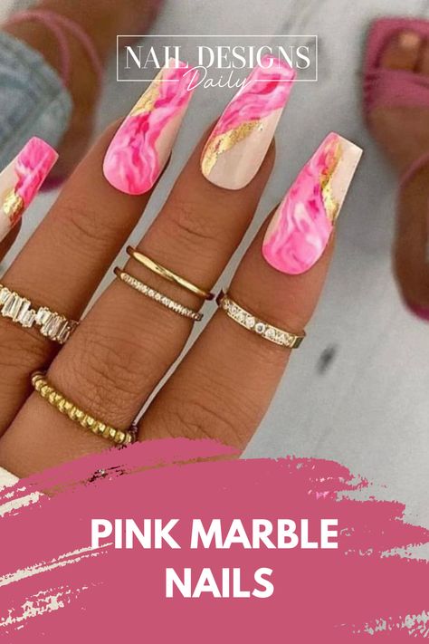 If you’re planning to update your manicure for the upcoming season, pink marble nails are a safe bet that’s here to stay! Pink And White Marble Nails, Pink And White Manicure, Nail Designs Hot Pink, White Marble Nails, Nail Designs Pink, Pink Marble Nails, Summer Nails Pink, Pink And White Marble, Coral Nails With Design