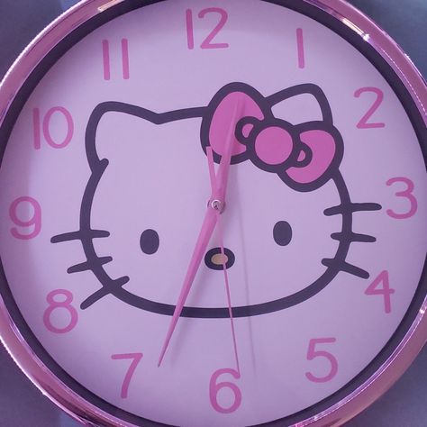 Beautiful Hello Kitty Wall Clock. Pink And White With The Pink Numbers My Daughter Didn't Like The Gift So I Just Took It Out The Box To Make Sure It Worked It Does Still Have The Box As Well Just The Zip Ties Obviously Were Cut Other Than That Brand New. Ready To Be Put Up Beautifully On A Wall For Decor!!! Hello Kitty Stuff For Your Room, Hello Kitty Closet, Hello Kitty Home Decor, Hello Kitty House Decor, Aesthetic Stuff To Buy For Your Room, Hello Kitty Room Decor Bedroom Ideas, Hello Kitty Things To Buy, Hello Kitty Themed Room, Pink Bedroom Hello Kitty