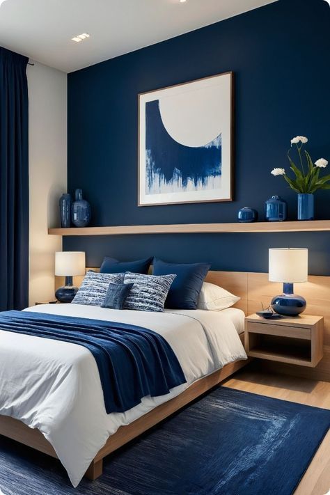 #bedroom ideas for small rooms
#bedroom ideas for couples
#bedroom ideas master
#bedroom ideas for teen girls
#bedroom ideas aesthetic
#bedroom ideas for small room
#bedroom ideas decoration
#bedroom ideas decor
#bedroom ideas small spaces
#bedroom ideas on a budget
#bedroom ideas for teens Bedroom Blue Walls Aesthetic, Dark Blue Bedroom Ideas For Couples, Dark Blue Paint Colors For Bedroom, Blue Minimalist Bedroom, Blue Luxury Bedroom, Blue Hotel Room, Bedroom With Blue Accent Wall, Blue And White Bedroom Aesthetic, Dark Blue Bedroom Aesthetic