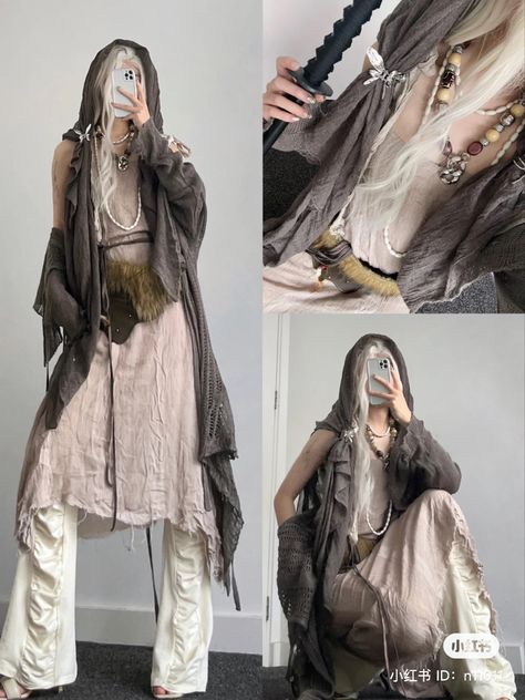 Boho Futuristic, Wasteland Outfit Women, Dystopia Outfit Aesthetic, Dune Inspired Outfit Aesthetic, Desert Apocalypse Outfit, Wasteland Outfit Apocalyptic Fashion, Dune Core Fashion, Futuristic Dystopian Fashion, Dune Fashion Aesthetic