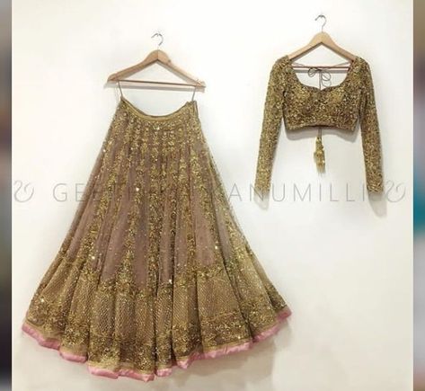 For purchase Inquiries➡️ nivetasfashion@gmail.com whatsapp +917696747289 Nivetas Design Studio We ship worldwide. Eid Outfits , eid dresses, eid collection - eid special outfits - special salwar kameez Plazo suit design phulkari anarkali suits bridal lehenga , bridal suits, wedding patiala salwar, bridal anarkali , punjabi suit, boutique suits, suits in india, punjabi suits, beautifull salwar suit, party wear salwar suit delivery world wide follow : @Nivetas Design Studio. Golden Lehnga Combination, Geethika Kanumilli, Lehenga And Blouse, Zardosi Work, Indian Outfits Lehenga, Lehnga Dress, Pakistani Style, Work Lehenga, Saree Lehenga