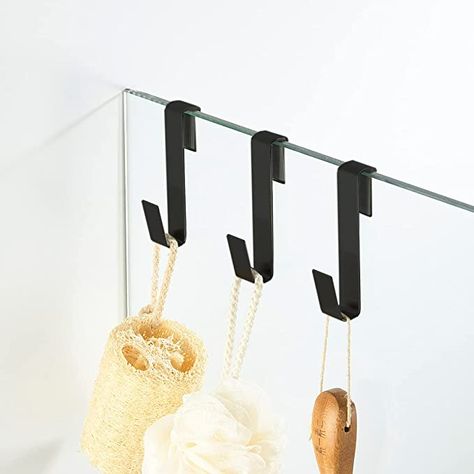 Shower With Towel Hooks Inside, Shower Hooks For Towels, Shower Towel Hooks, Glass Shower Wall, Glass Shower Doors Frameless, Glass Shower Door, Robe And Towel Hooks, Door Hook, Shower Hooks