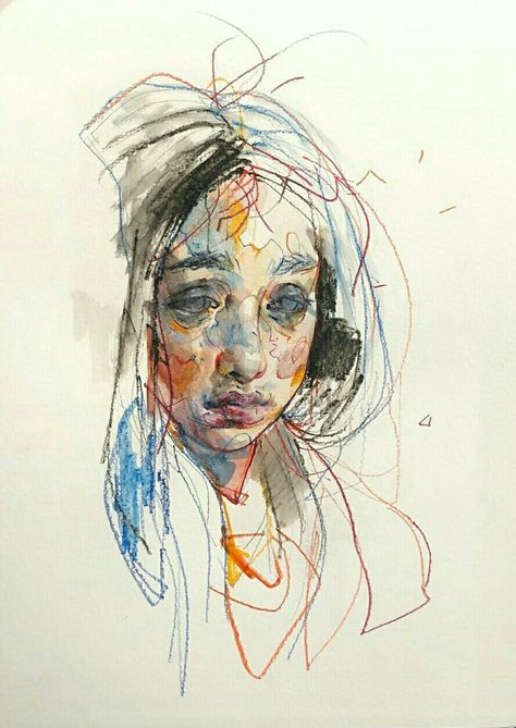 Watercolor Pencil Portrait, Eleeza Ivanova Art, Abstract Watercolor Portrait, Benjamin Bjorklund, Colorpencils Drawing, Watercolor Faces, Eliza Ivanova, Pencil And Watercolor, Watercolor Pencil Art