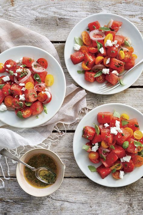 Our Best Watermelon Salad Recipes | MyRecipes Primal Meals, Marinated Watermelon, Southern Salad, Marinated Salad, Fresh Tomato Recipes, Tomato Salad Recipes, Watermelon Salad, Food Party, Watermelon Recipes