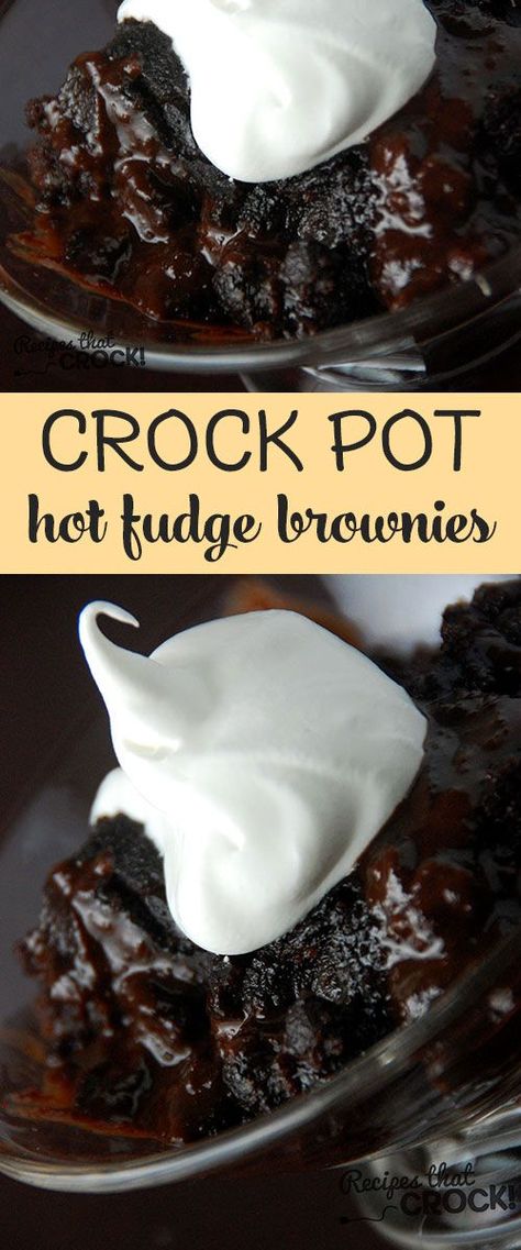 Dessert In Crock Pot Easy Recipes, Easy Soup Recipes Few Ingredients Crock Pot, Hot Fudge Brownies, Crock Pot Brownies, Party Food Easy, Crockpot Dessert, Crockpot Desserts, Fudge Brownie Recipe, Crock Pot Food