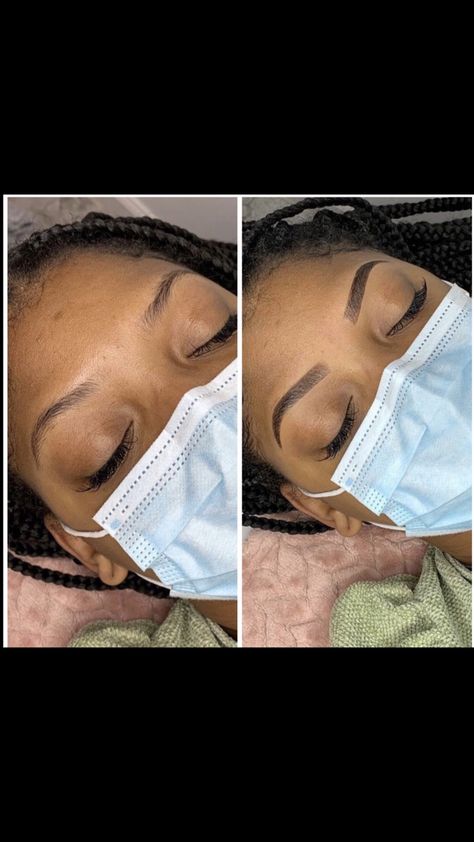 Eyebrow Thread And Tint, Micro Blading Black Women, Eyebrow Tint Black Women, Black Woman Eyebrows, Eyebrow Arch Shape Black Women, Brow Tint Black Women, Laminated Eyebrows Black Women, Eyebrow Tinting Black Women, Tinted Eyebrows Black Women