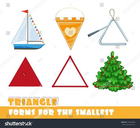 Forms for the smallest. Triangle and objects having a triangular shape on a white background developing game #Ad , #Ad, #objects#triangular#Triangle#Forms Triangle Shape Objects, Triangle Objects, Triangulo Isosceles, Imagination Drawing, Teaching Shapes, Shapes Preschool, Shapes Worksheets, Shapes For Kids, Object Drawing