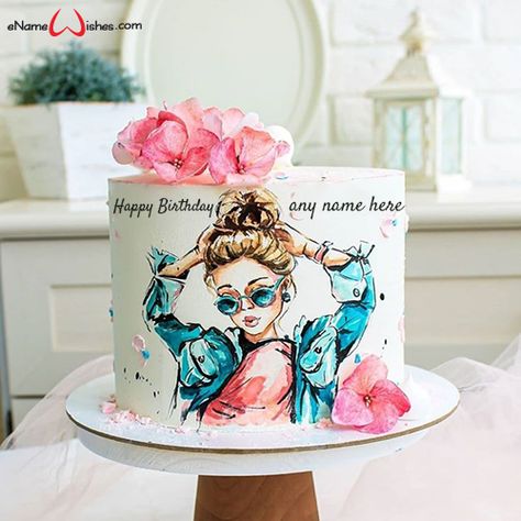 Birthday Cake With Name Edit, Name On Cake, Happy Birthday Wishes For Her, Birthday Cake For Women Simple, Write Name On Cake, Birthday Cake Write Name, Alcohol Cake, Buttercream Birthday Cake, Birthday Cake With Name