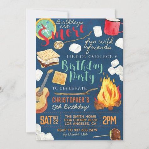 $ 2.95 | Sm'ore Fun Camping Birthday Invitation #campfire invitation, bonfire invitation, glamping invitation, campfire birthday, wood invitation, woodland invitation, winter invitation, smores invitation, sleepover invitation, hiking invitation Glamping Invitation, Camping Birthday Invitations, Fall Birthday Invitations, Sleepover Invitations, Winter Invitations, Wood Invitation, Camping Birthday Party, Camping Birthday, Fall Birthday