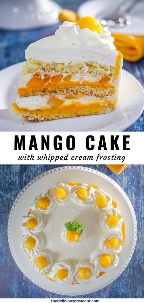 Mango Filling, Soft Sponge Cake, Cake Chorizo, Mango Desserts, Cake With Whipped Cream, Mango Dessert, Mango Cream, Mango Cake, Whipped Cream Frosting