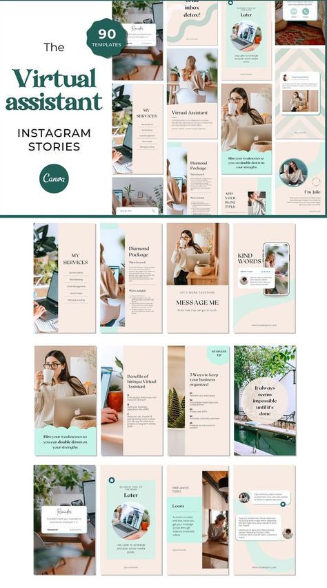 Virtual Assistant Quotes, Virtual Assistant Tools, Instagram Template Free, Social Media Content Calendar, Instagram Promotion, Instagram Template Design, Instagram Canva, Executive Assistant, Virtual Assistant Business