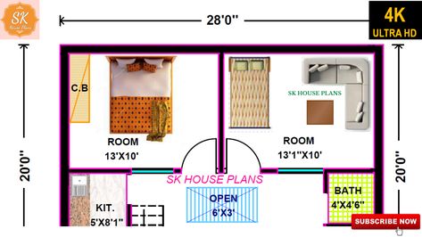 LATEST HOUSE PLAN 28' X 20' / 560 SQ.FT / 62 SQ.YDS / 52 SQ.M / 62 GAJ / WITH INTERIOR #SKHOUSEPLANS QUERIES SOLVED :- 28 x 20 sqft house plan HOUSE PLAN 28' X 20' HOUSE PLAN 560 SQFT HOUSE PLAN 62 SQYDS HOUSE PLAN 52 SQM HOW TO MAKE 28 X 20 HOUSE PLAN 560 square feet house plan with 2d walkthrough 2 Bedroom House Design, Black And Grey Bedroom, Queen Size Bunk Beds, 1 Bedroom House Plans, 5 Bedroom House Plans, 1 Bedroom House, Cheap Mattress, 2 Bedroom House, 5 Bedroom House
