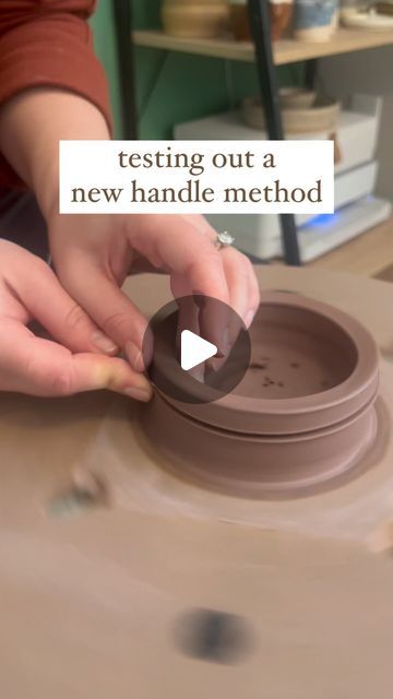 Golden Ceramics on Instagram: "Testing out a new handle method! Little by little,  learning new things every day 🫶✨  #ceramics #pottery #ceramicsofinstagram #handmademug #wheelthrown #beginnerpottery" Making Handles For Pottery, Gr Pottery Forms, Pottery Mug Handles, Mug Handles Pottery, Pottery Basics, Clay Throwing, Pottery Trimming, Mug Handles, Pottery Handles