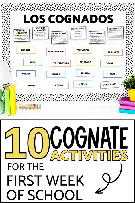 Cognates Spanish English, Cognates Activities, Spanish Cognates Activities, Spanish Cognates, Teach Like A Pirate, Back To School Displays, Classroom 2023, Spanish Teacher Resources, Spanish Classroom Activities