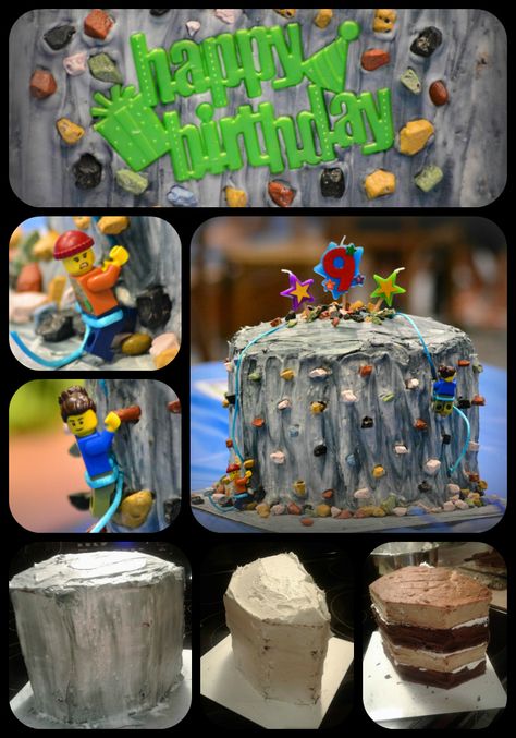 Rock Climbing Birthday Cake, Rock Climbing Cake, Sophia Cake, Climbing Party, Rock Climbing Party, Homemade Buttercream, Box Cakes, Chocolate Rocks, Toddler Birthday Party