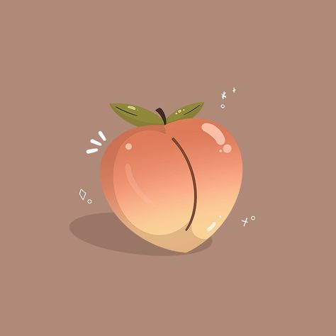 Peach Drawing, Stationary Stickers, Cute Peach, Peach Wallpaper, Peach Art, Danish Pastel, Ios App Icon Design, Orange Aesthetic, Sweet Peach