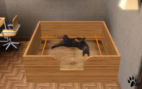 a Whelping Box for the sims 3 dogs - on the... - Pixelpfote Service Dog Mod Sims 4, Sims 4 Dog, Welping Box, Whelping Box, Sims 3 Mods, 3 Dogs, Dog Pee, The Sims 3, Service Dogs