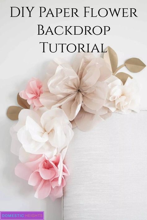 how to make paper flowers for nursery, paper flower wall decor bedroom, all decoration with paper flowers by step by step how to attach paper flowers to wall Tissue Flowers Backdrop, Tissue Paper Flowers Wall Decor, Large Paper Flowers Backdrop, Tissue Paper Flower Backdrop Diy, Tissue Flower Wall, Paper Flower Photo Wall, Silk Paper Flowers Diy, Decorating With Tissue Paper Flowers, Decorating With Paper Flowers