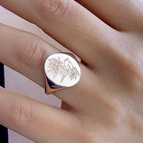 Fashion Exquisite Flower Bird 925 Sterling Silver Ring Women's Simple Luxury Rose Gold Engagement Wedding Ring Jewelry | Wish Signet Rings Women, Simple Luxury, Engraved Ring, Fashion Creative, Silver Signet Ring, Flower Bird, Gold Signet Ring, Stylish Rings, Jewelry Wedding Rings