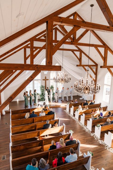 Highlands Chapel Ceremony Wood Chapel Wedding, Chapel Ceremony Decorations, Highlands Chapel Howe Farms, Gatlinburg Elopement, Howe Farms, Chapel Ceremony, Bald Head Island, Love Story Wedding, Tuscan Villa