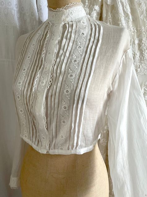 1900s Embroidered Blouse - Etsy Battenburg Lace, Petite Blouses, Womens Blouses, Gorgeous Blouses, Vintage Monogram, Lace Corset, Tulle Lace, Cotton Jacket, Cotton Blouses