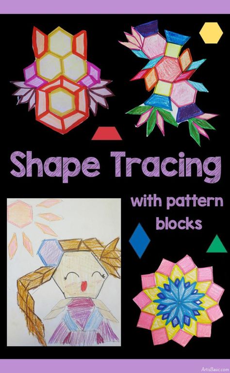 Pattern Block Pictures Shape Lessons, Maths Art, Art Stations, Block Pictures, Math Art Projects, Elementary Art Lesson Plans, Steam Classroom, Shape Tracing, Tessellation Patterns