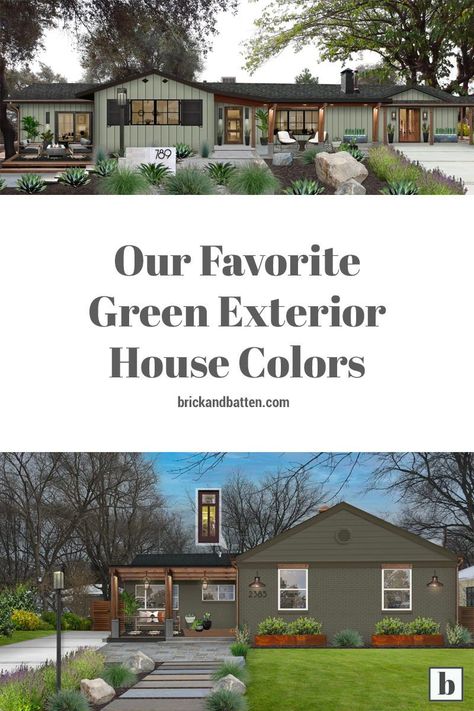 Exterior House Colors Brick, Green Siding House, Green Home Exterior, Green House Color, Sage Green House, Green Exterior House, Green Exterior Paints, Green Exterior House Colors, Grey Exterior House Colors