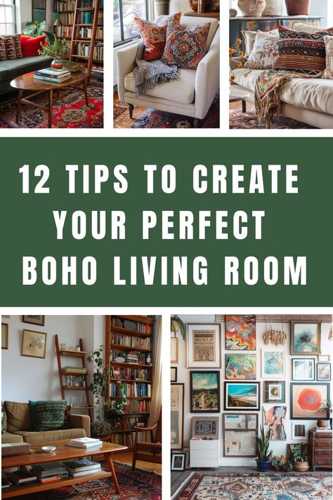 Here are 12 tips to create your perfect boho living room. Embrace eclectic patterns, mix vintage and modern furniture, layer textiles, and add greenery. Use natural materials, incorporate colorful accents, hang macrame and artwork, and include cozy seating. Integrate personal touches, add ambient lighting, and create a relaxed, inviting atmosphere. Modern Bohemian Living Room, Living Room Design Boho, Boho Living Room Inspiration, Bohemian Living Room Decor, Modern Boho Living Room, Stile Boho Chic, Boho Chic Living Room, Bohemian Living Rooms, Garden Wallpaper