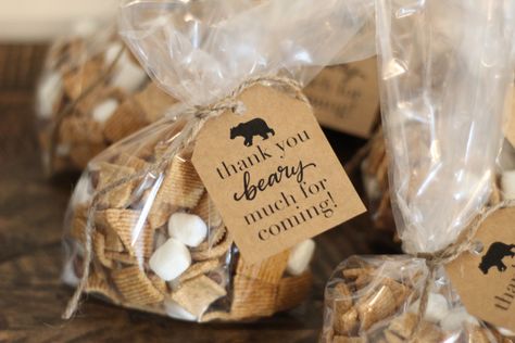 Party Favors Woodland Theme, Teddy Bear Party Favors Ideas, Bear Party Favor Ideas, Woodland Birthday Party Favors, One Happy Camper First Birthday Party Favors, Woodland Themed Party Favors, Baby Boy First Birthday Bear Theme, First Birthday Boy Teddy Bear Theme, Teddy Bear Shower Favors