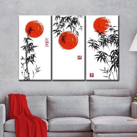 Japanese Bamboo Multi Panel Canvas Wall Art | ElephantStock Japan Decoration, Japanese Room Decor, Bamboo Artwork, Bamboo Wall Art, Japan Decor, Japanese Wall Decor, Japanese Bedroom, Japanese Room, Japanese Home Decor