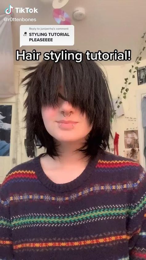 Cool Emo Hairstyles, Short Fluffy Hair Styling Tutorial, How To Style Emo Hair Tutorials, How To Keep Hair Fluffy, Emo Fluffy Hair Tutorial, Grunge Haircut Ideas, Simple Emo Hairstyles, Hair Fluffy Tutorial, Scene Hair Inspiration