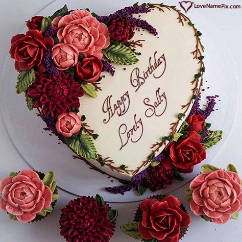 Lovely Sally Name Picture - Flowers Heart Birthday Cake Images Free Download Heart Shaped Birthday Cake, Birthday Cake Images, Online Birthday Cake, Heart Birthday Cake, Heart Birthday, Heart Cakes, Flowers Heart, Wilton Cake Decorating, Cake Name