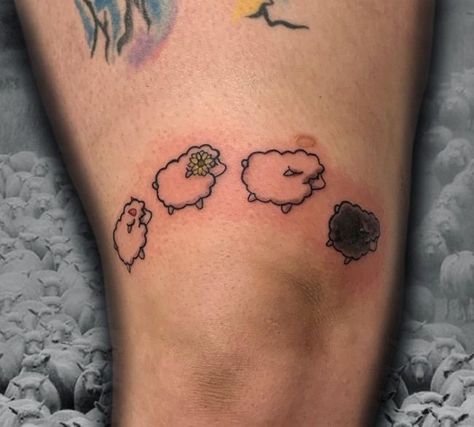 Small Tattoos Angel, Small Tattoos For Moms, Sheep Tattoos, Tattoo Hidden, Meaning Small Tattoos, Wings Tattoo Meaning, Black Sheep Tattoo, General Tattoo, Lamb Tattoo