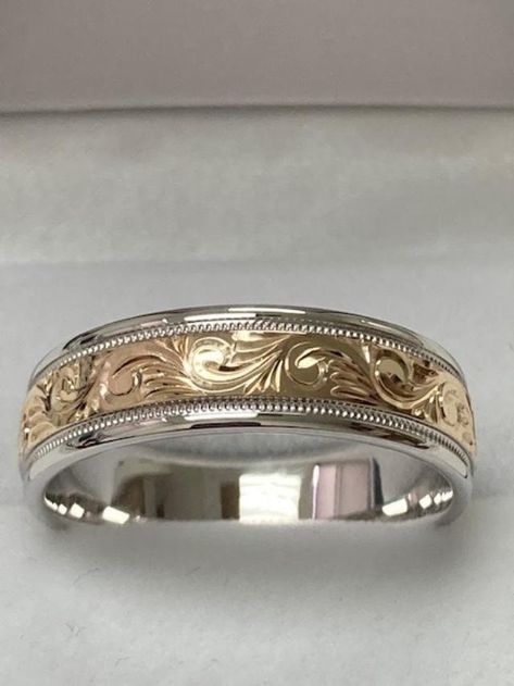 10K 14K 18K SOLID WHITE & YELLOW GOLD WEDDING BAND Ring Width : 7mm Finish : Shiny Finish Fit : Comfort Fit Size: 4-12 Also Available in White, Yellow or Rose Gold and 10K -14K - 18K - Platinum Please let us know your exact size after ordering. All rings are available in full, half or quarter sizes. Please Contact Us for Larger Sizes AT TALLIE JEWELRY, WE OFFER: -A WIDE SELECTION OF MENS & WOMENS WEDDING BANDS AT LOWEST PRICES. -DIRECT MANUFACTURER FROM NEW YORK -GREATEST QUALITY -EXCELLENT CUST Men’s Gold Wedding Band Engraved, Vintage Wedding Ring Men, Wedding Rings Aesthetic Men, Silver And Gold Ring Men, Non Traditional Wedding Bands Men, Wedding Mens Rings, Men’s Marriage Rings, Men’s Floral Wedding Band, Wedding Ring Gold And Silver