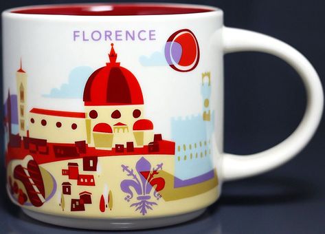 You Are Here – Florence – Starbucks Mugs Starbucks You Are Here Mugs, Chianti Wine, Florence Cathedral, Visit Florence, Uffizi Gallery, Stone Bridge, Starbucks Mugs, France Italy, Romantic Evening