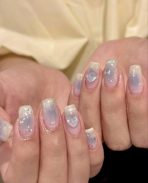 Short Sparkly Nails, Anniversary Nails, Blush Nails, Pretty Gel Nails, Really Cute Nails, Cute Gel Nails, Jelly Nails, Kawaii Nails, Nail Patterns