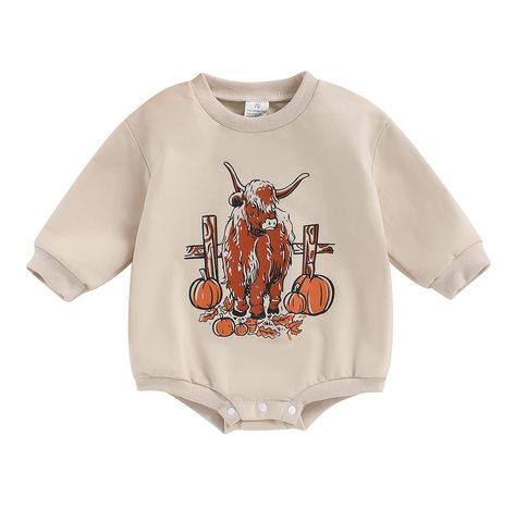 PRICES MAY VARY. CASUAL DESIGN: Letter and cow print baby sweatshirt jumpsuit, western style, casual long sleeves crewneck newborn romper, your little one will receive many compliments wearing it. PERFECT GIFT: Adorable baby fall sweatshirt romper are ideal gifts for birthday, christmas or baby shower for your toddler girl boy. Baby western cowboy outfits,baby girl fall outfits, funny cow pattern letter printed one piece jumpsuit,cute baby winter clothes,one piece bodysuit jumpsuit, oversized pu Western Baby Clothes, Cowgirl Clothes, Sweatshirt Romper, Western Sweatshirts, Western Babies, Winter Baby Clothes, Cowboy Outfits