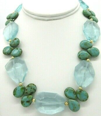 Stunning Chunky Faceted Blue Quartz Dyed Drop Turquoise Stone Necklace 16" | eBay Semiprecious Stone Jewelry Necklace, Unique Jewelry Inspiration, Izrada Nakita, Chunky Stone Necklace, Chunky Turquoise Necklace, Stone Jewelry Necklace, Turquoise Statement Necklace, Chunky Bead Necklaces, Semiprecious Stone Jewelry