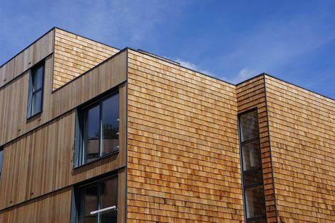 Using Cedar Shingles in Building Design | NORclad Western Red Cedar Cladding, Cedar Shingle, Ground Source Heat Pump, Cedar Shingle Roof, Shingle House, Timber Battens, Cedar Cladding, Wood Shingles, Cedar Shingles